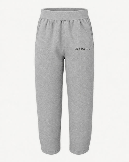 KAINOS sweatpant in oxford grey with the lockup on the thigh