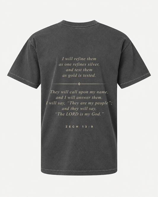 VALLEY tee back with Zech. 13:9 printed 13 inches across
