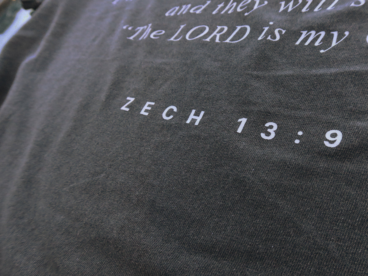 Zech. 13:9 printed on the back, close