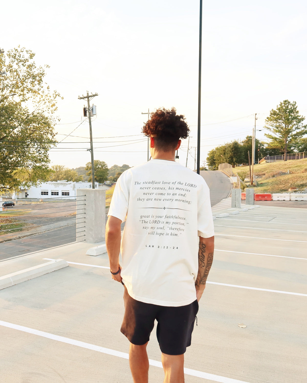 DAWN tee worn, back verse