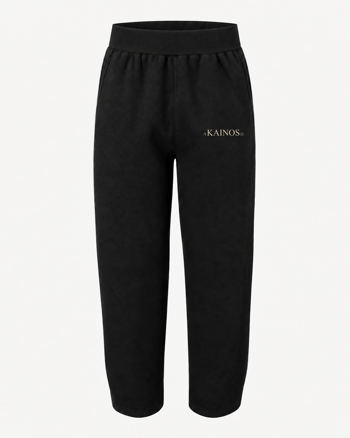 KAINOS sweatpant in black with the lockup on the thigh